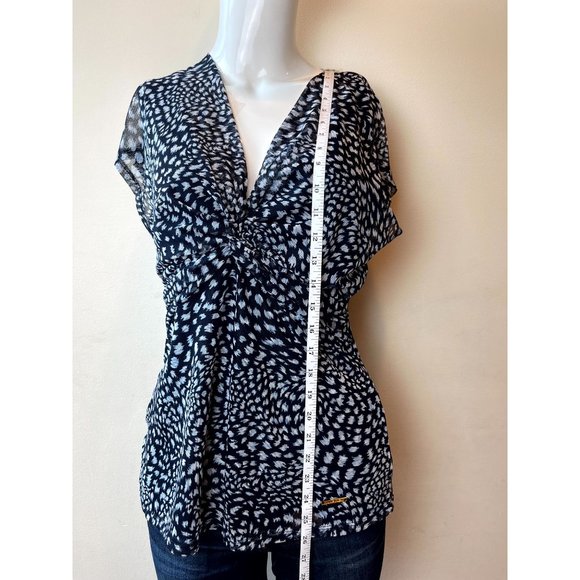 Anne Klein Womens Blouse Top Sleeveless Leopard Print V Neck Black White Size M - Picture 1 of 5